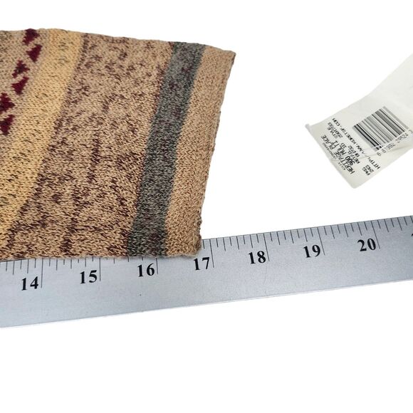 Koret Knit Sweater Womens 2X Crew Neck Tan Red Striped Long Sleeves Zipper - Picture 10 of 10